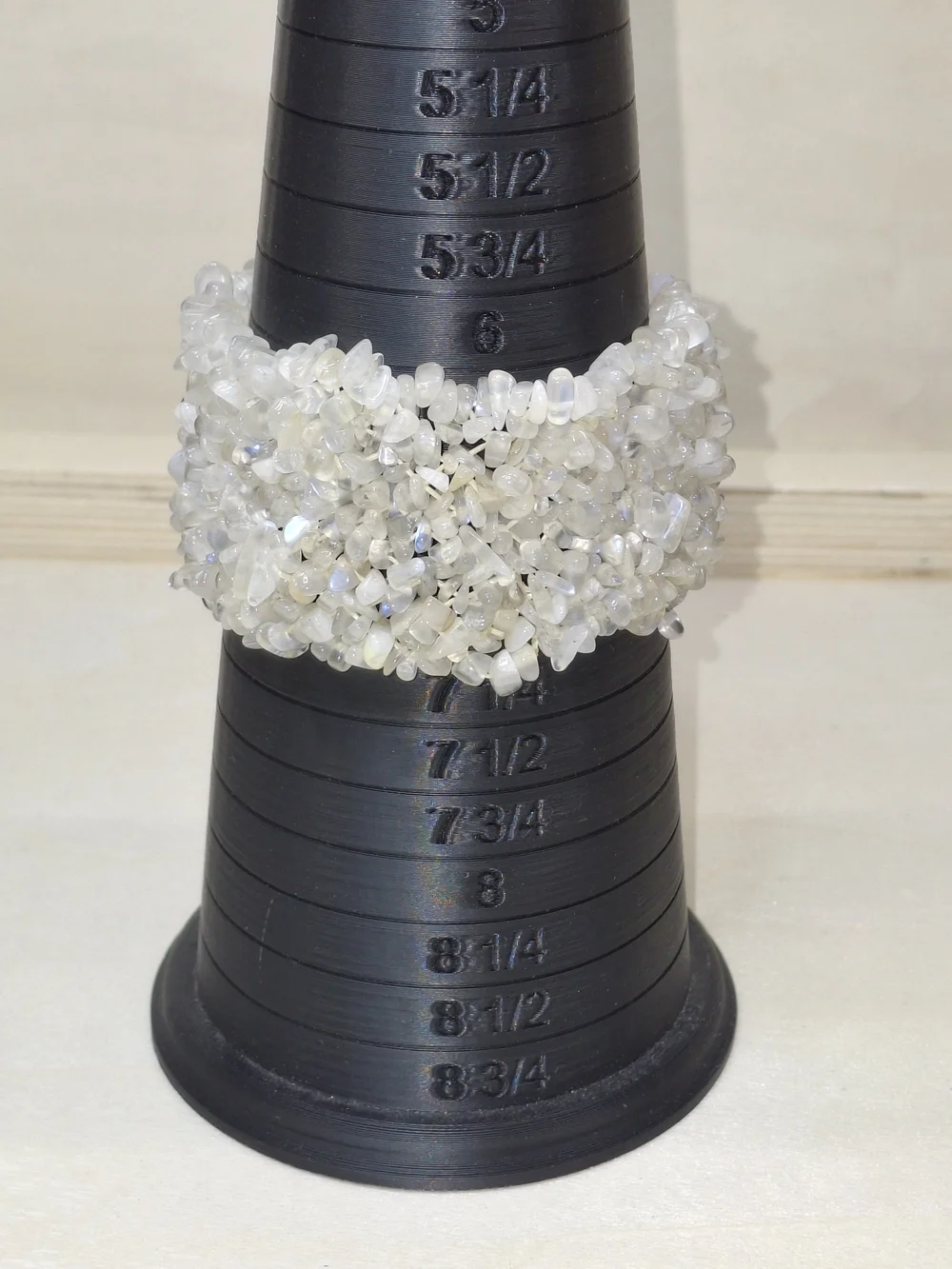 White Moonstone Chip Cluster Stretch Ring